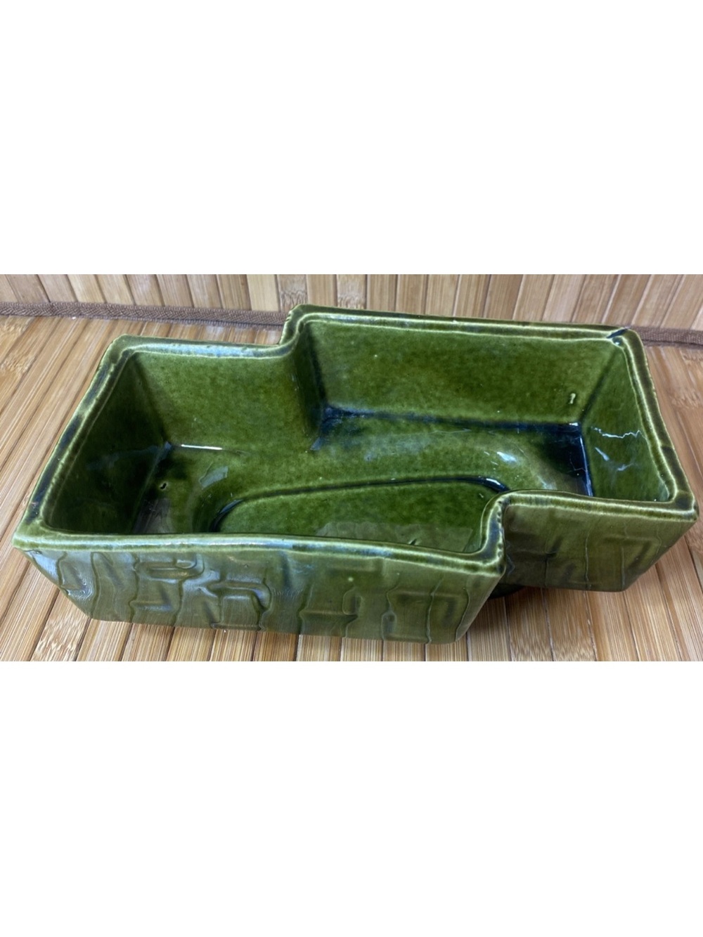 Vintage UPCO Green Geometric Ceramic Planter
